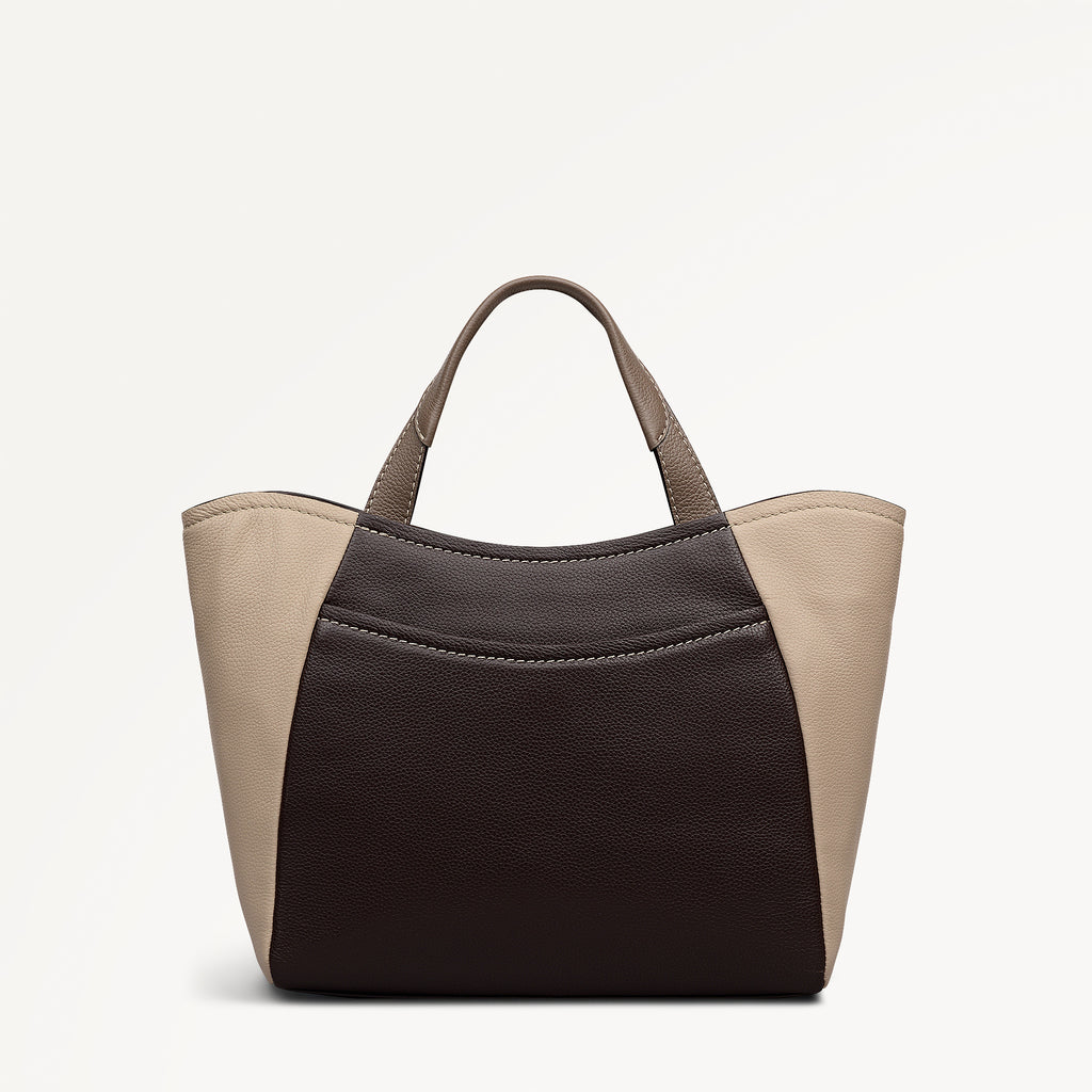 Muswell Lane Leather Medium Ziptop Grab Bag in Dark Oak - 112664