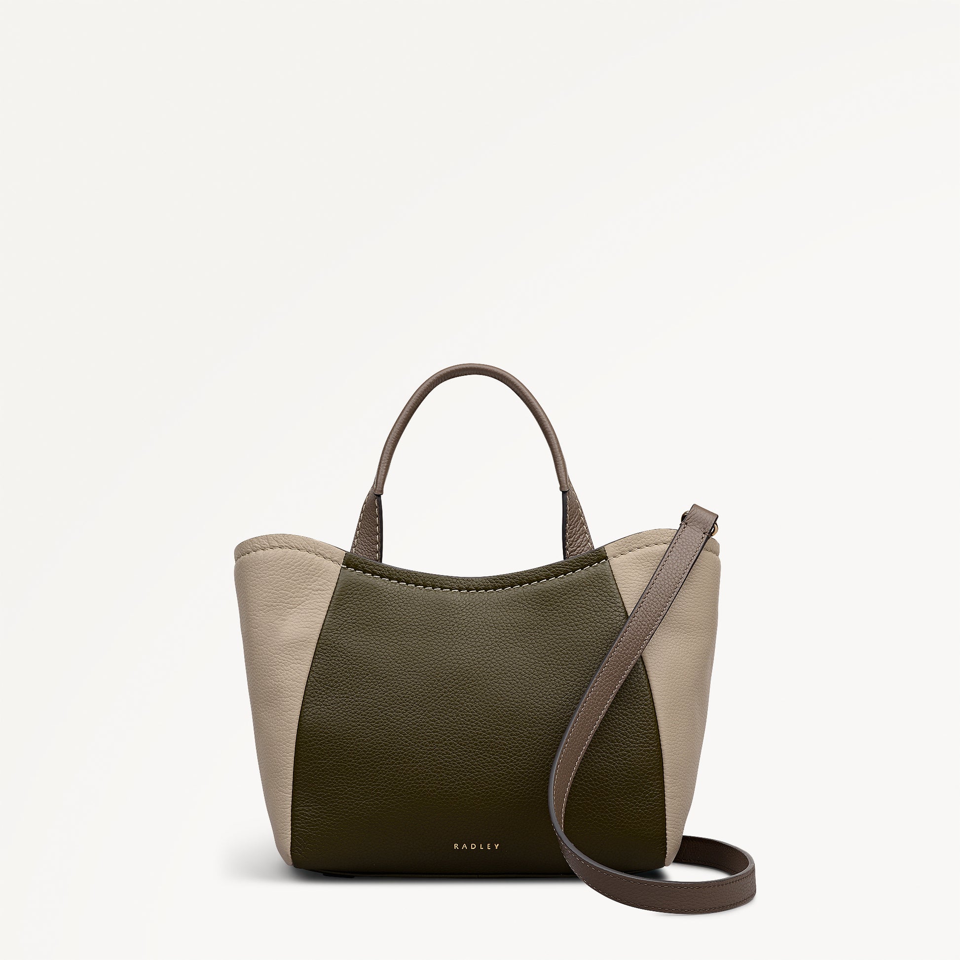 Muswell Lane Leather Small Ziptop Grab Bag in Pine Needle - 112665