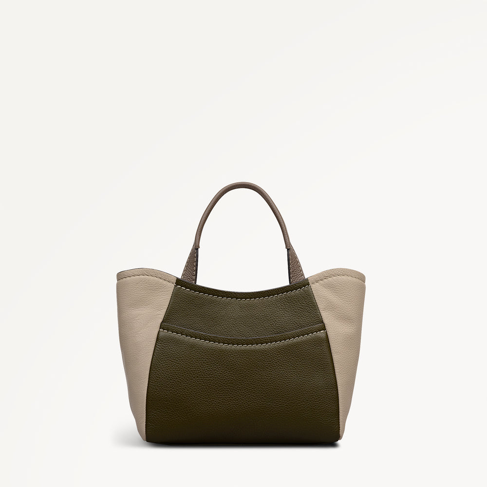 Muswell Lane Leather Small Ziptop Grab Bag in Pine Needle - 112665