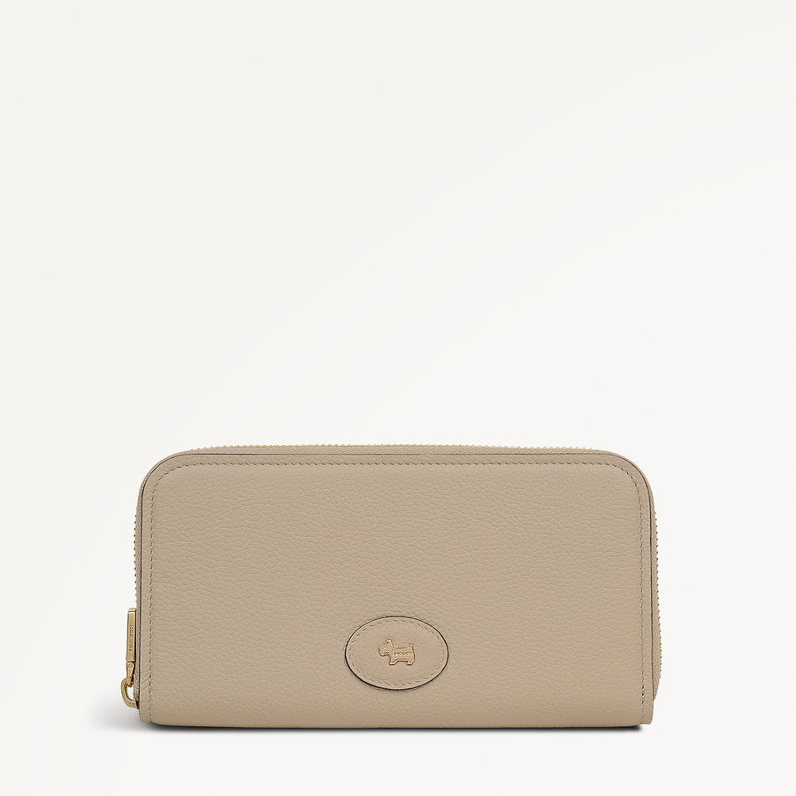 Heath Crescent Leather Large Zip Around Wallet in Porcini - 112672