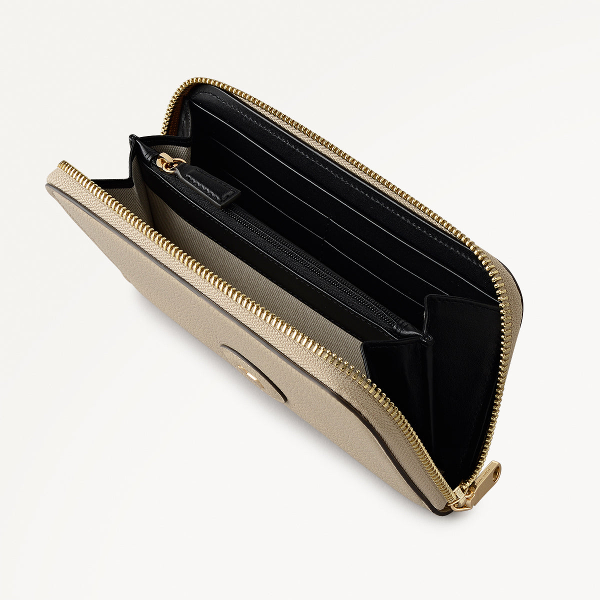 Heath Crescent Leather Large Zip Around Wallet in Porcini - 112672