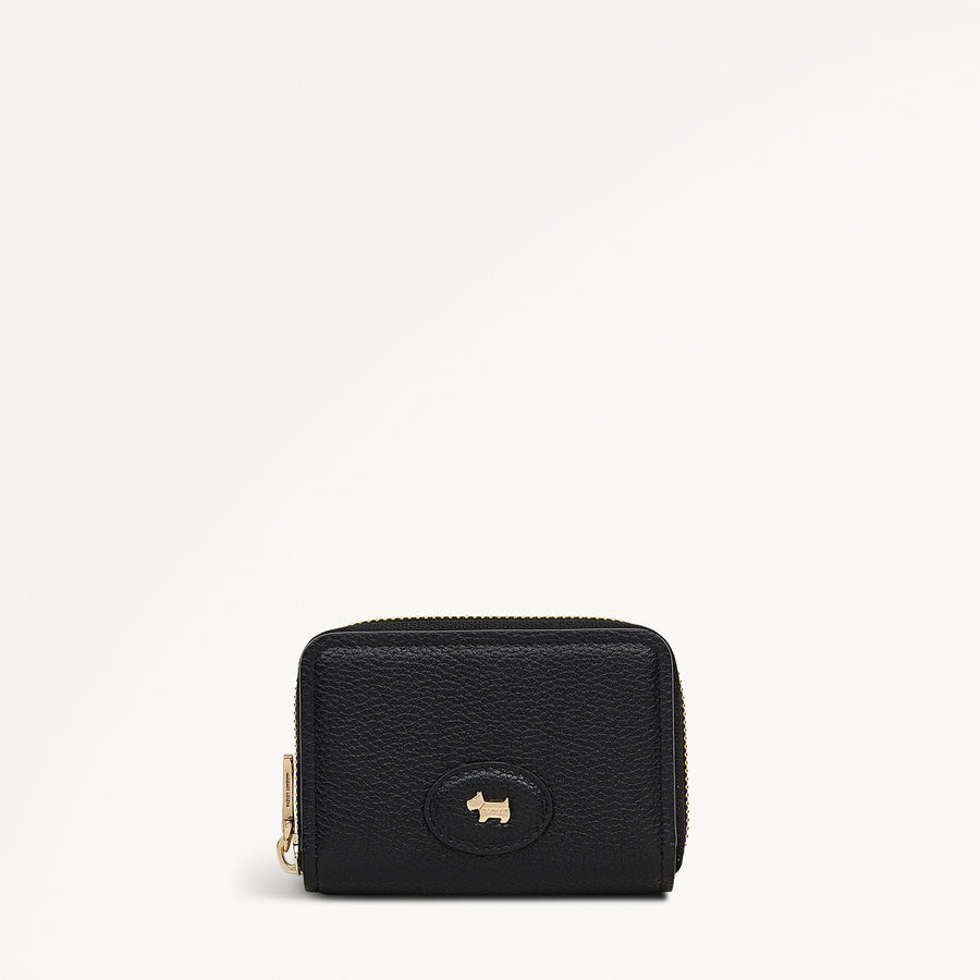 Heath Crescent Leather Small Zip Around Wallet in Black - 112673