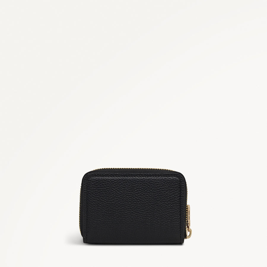 Heath Crescent Leather Small Zip Around Wallet in Black - 112673