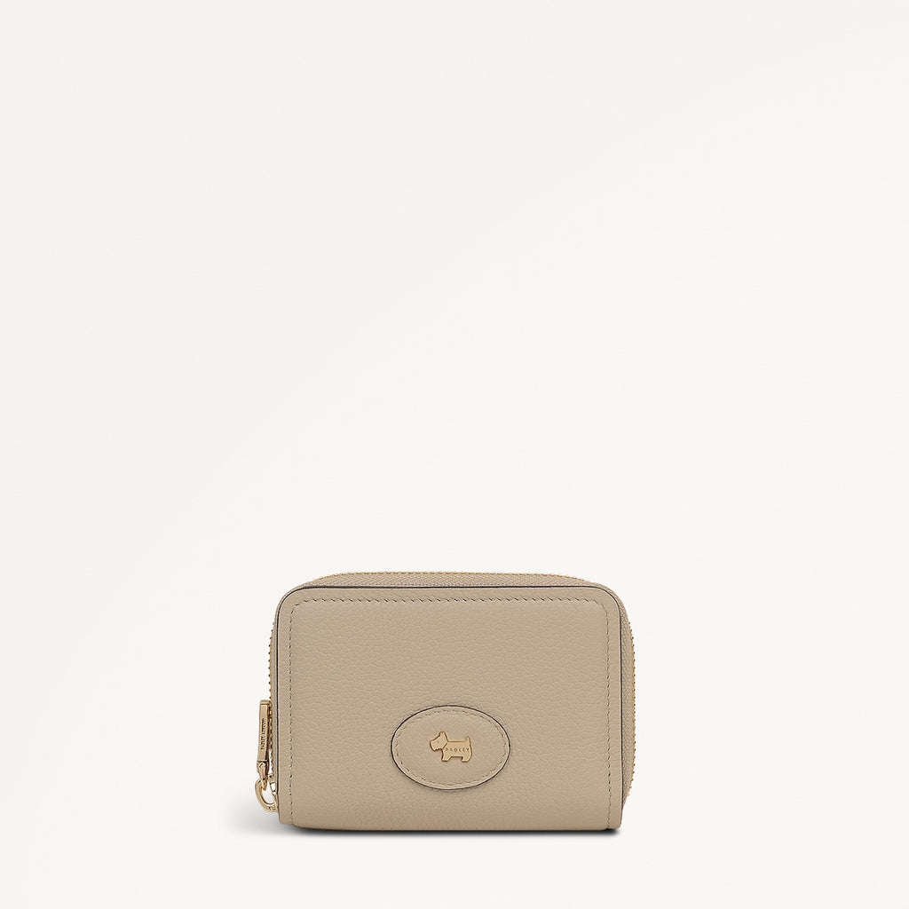 Heath Crescent Leather Small Zip Around Wallet in Porcini - 112674