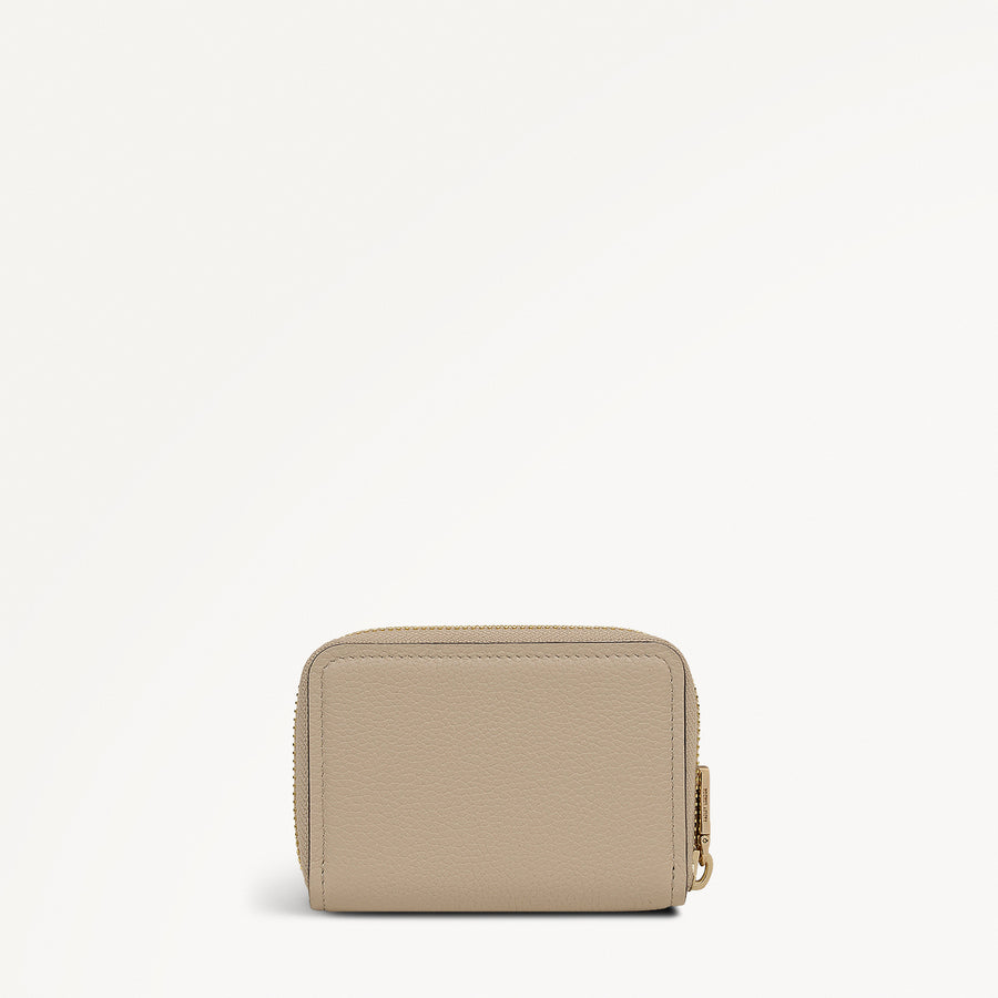 Heath Crescent Leather Small Zip Around Wallet in Porcini - 112674