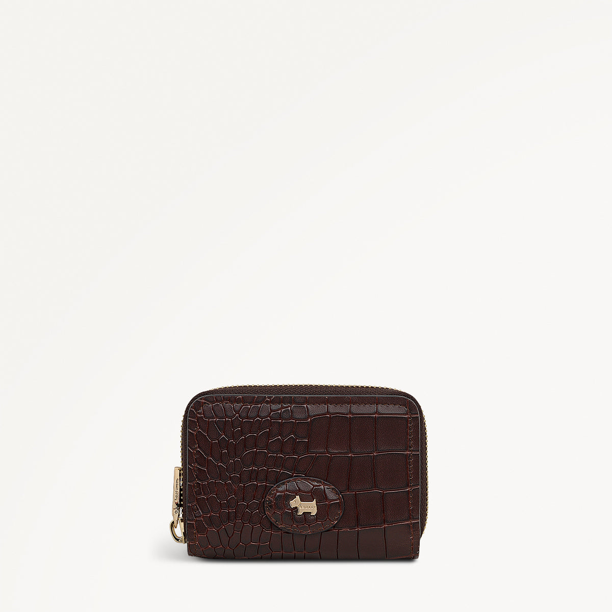 Heath Crescent Leather Small Zip Around Wallet in Dark Brown - 112676