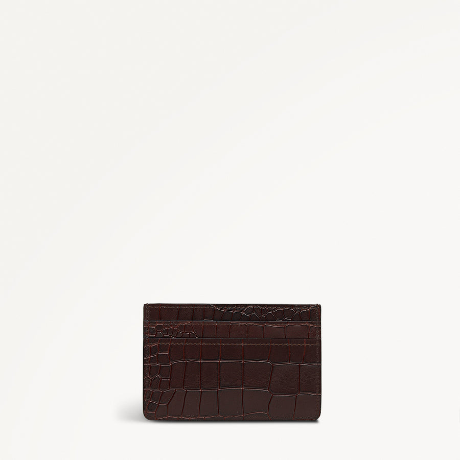 Heath Crescent Leather Small Card Holder in Dark Brown - 112677