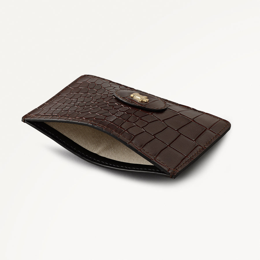 Heath Crescent Leather Small Card Holder in Dark Brown - 112677