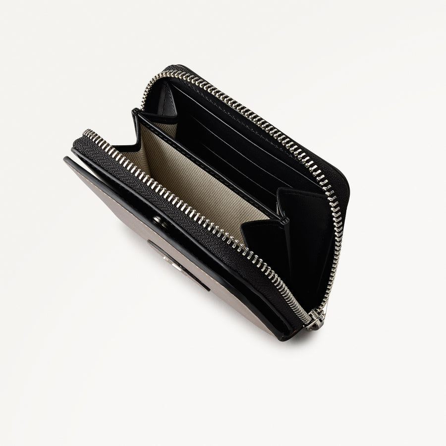 Heath Crescent Leather Small Zip Around Wallet in Pyrite - 112678