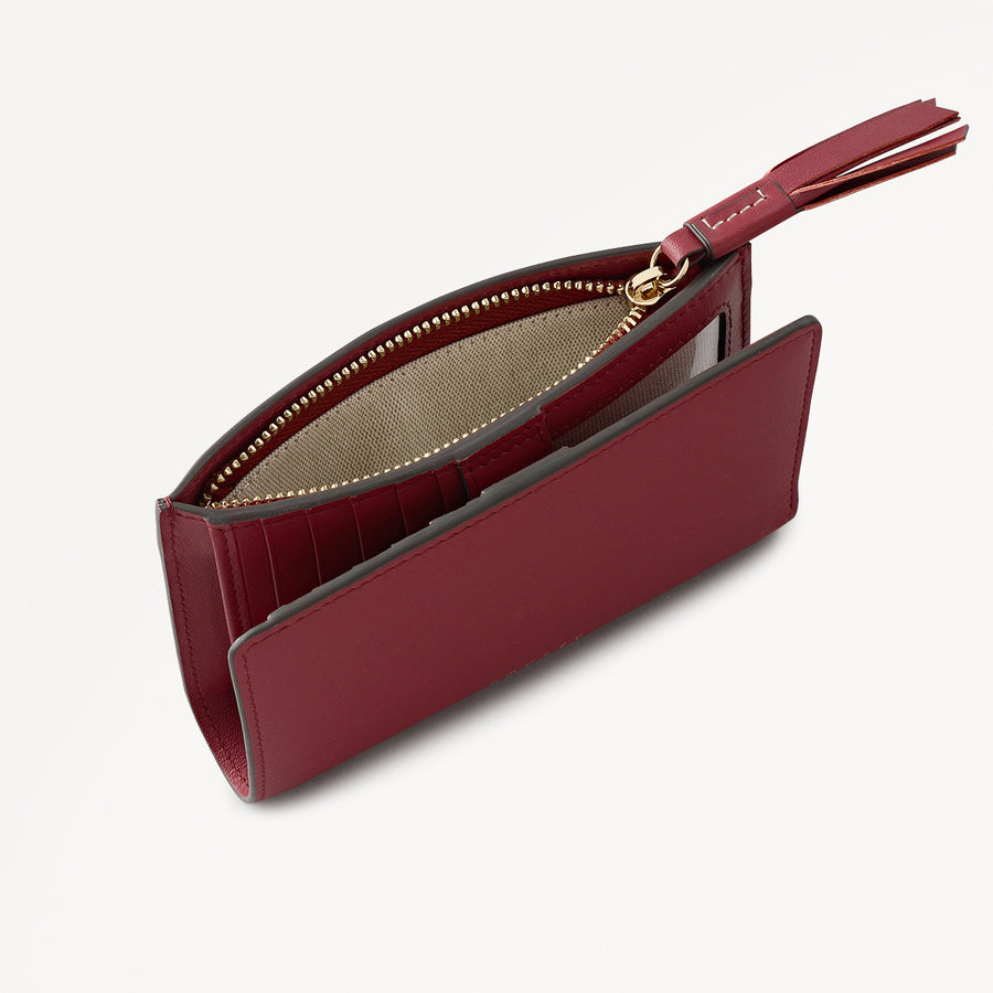 Fountain Mews Leather Medium Bifold Wallet in Cranberry - 112691