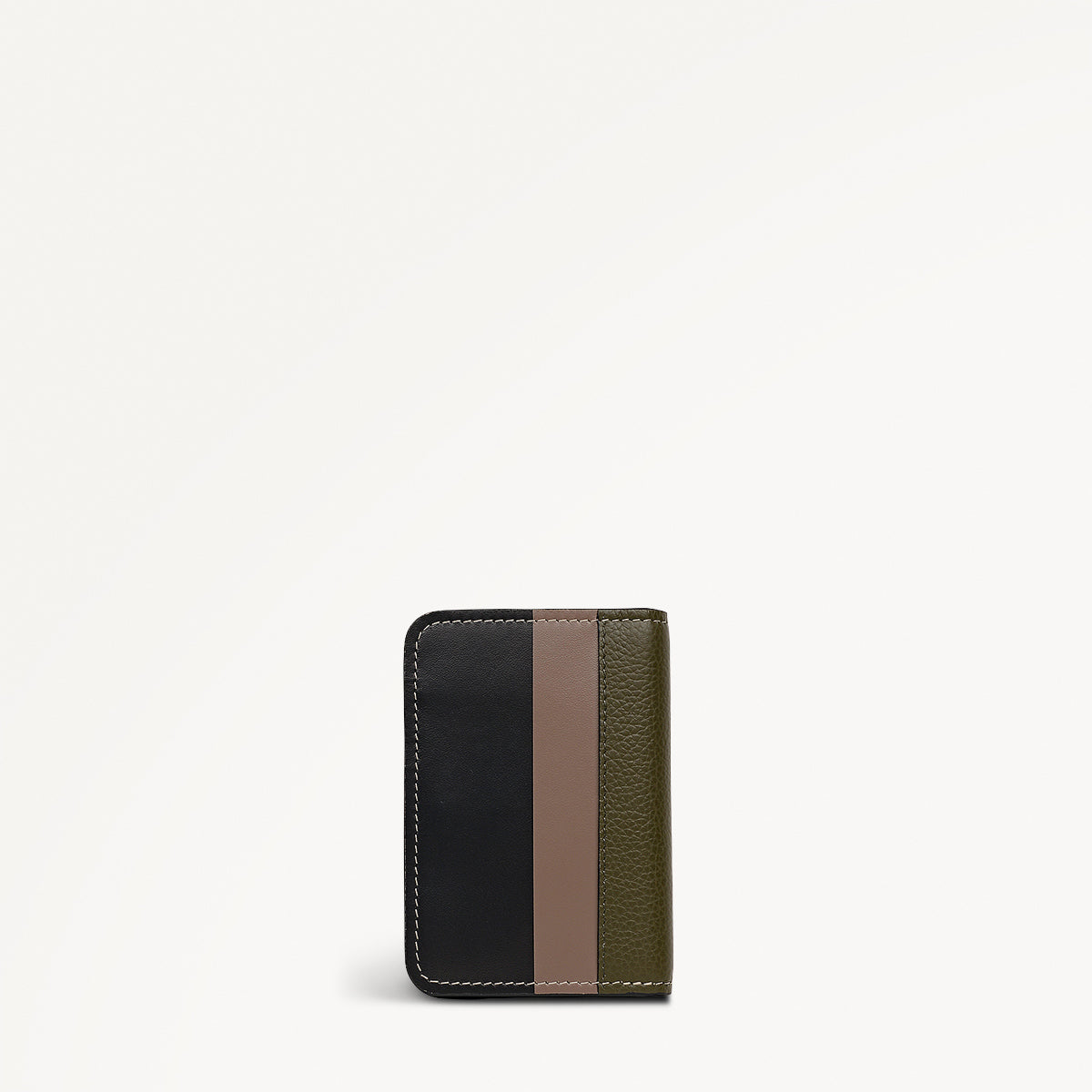 Stripe Lane Leather Small Card Holder in Porcini - 112692