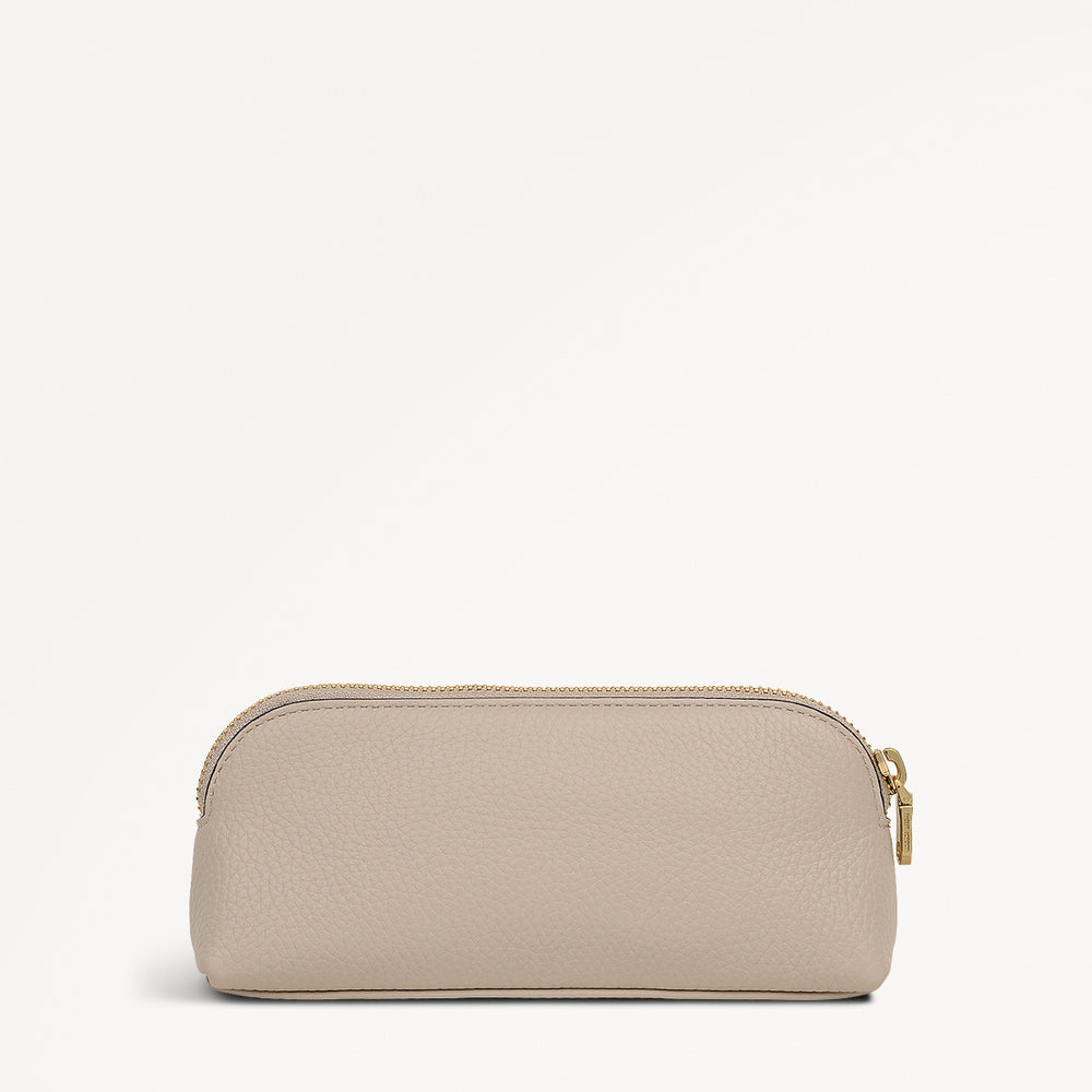 Eltham Mews Leather Small Ziptop Pouch in Porcini - 112696