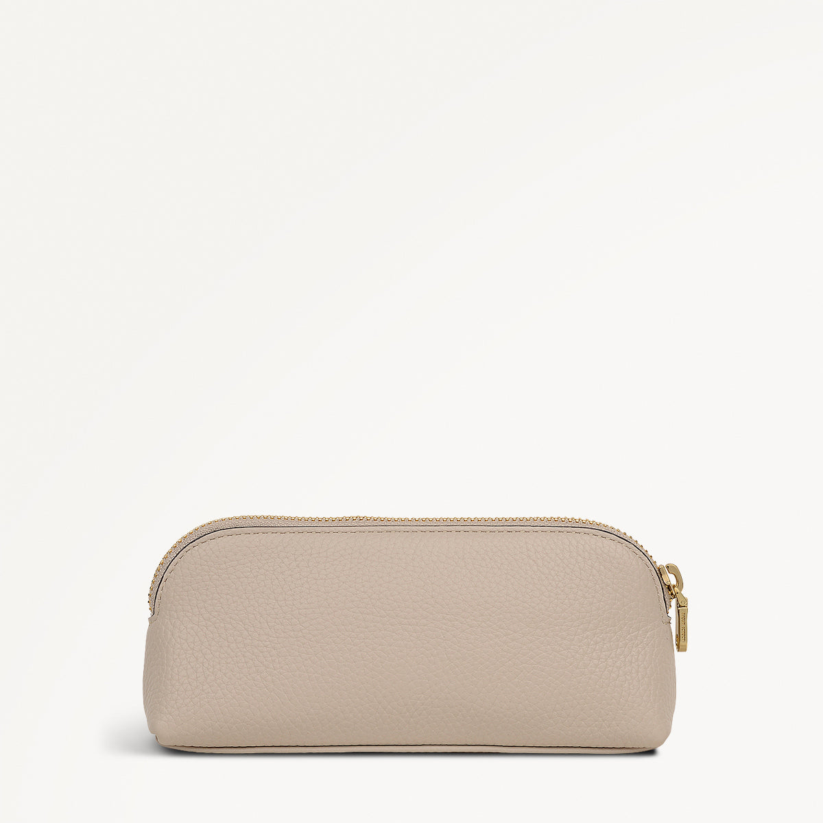 Eltham Mews Leather Small Ziptop Pouch in Porcini - 112696