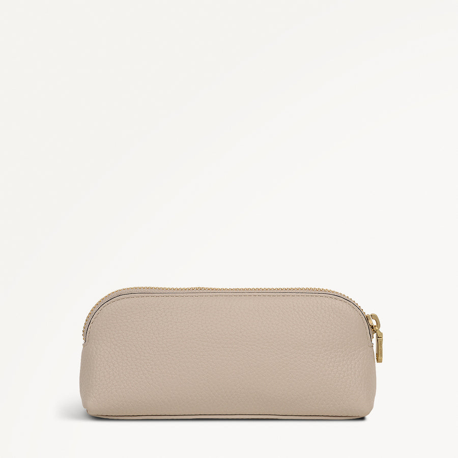 Eltham Mews Leather Small Ziptop Pouch in Porcini - 112696