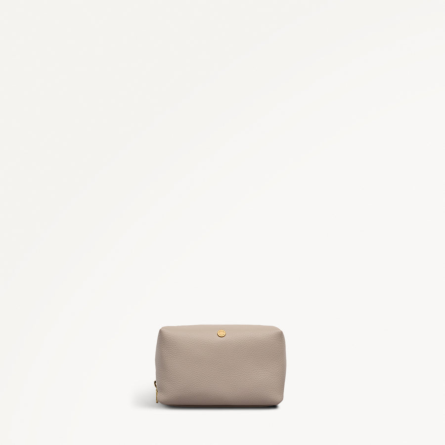 Eltham Mews Leather Medium Ziptop Pouch in Porcini - 112698