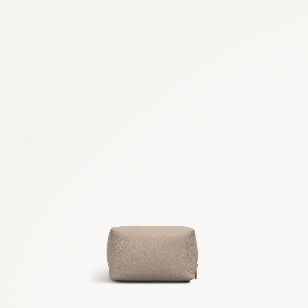 Eltham Mews Leather Medium Ziptop Pouch in Porcini - 112698