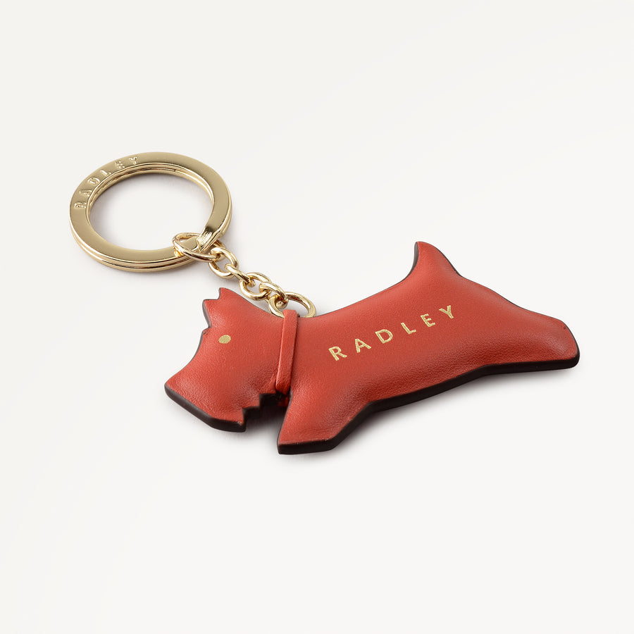 Jump Radley Leather Leather Keyring in Flame - 112717