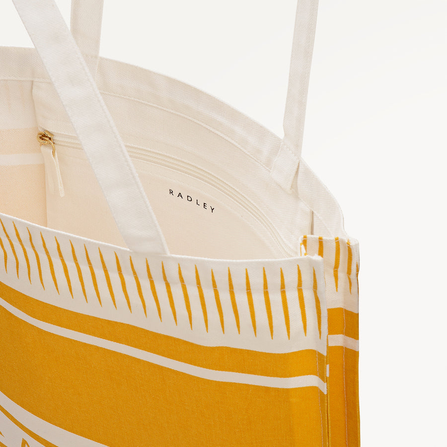 Radley Stripe Fabric Medium Open Top Tote in Ochre - 112720