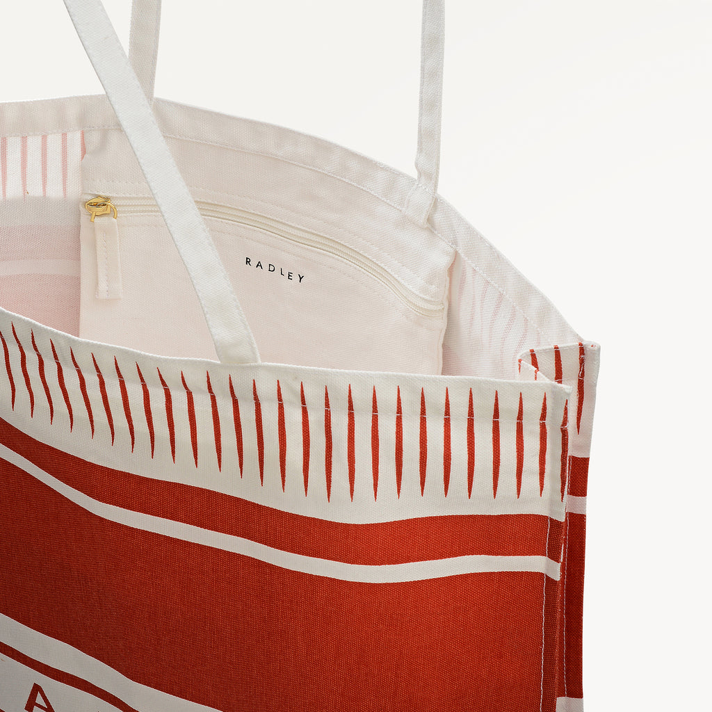 Radley Stripe Fabric Extra Large Open Top Tote in Flame - 112721