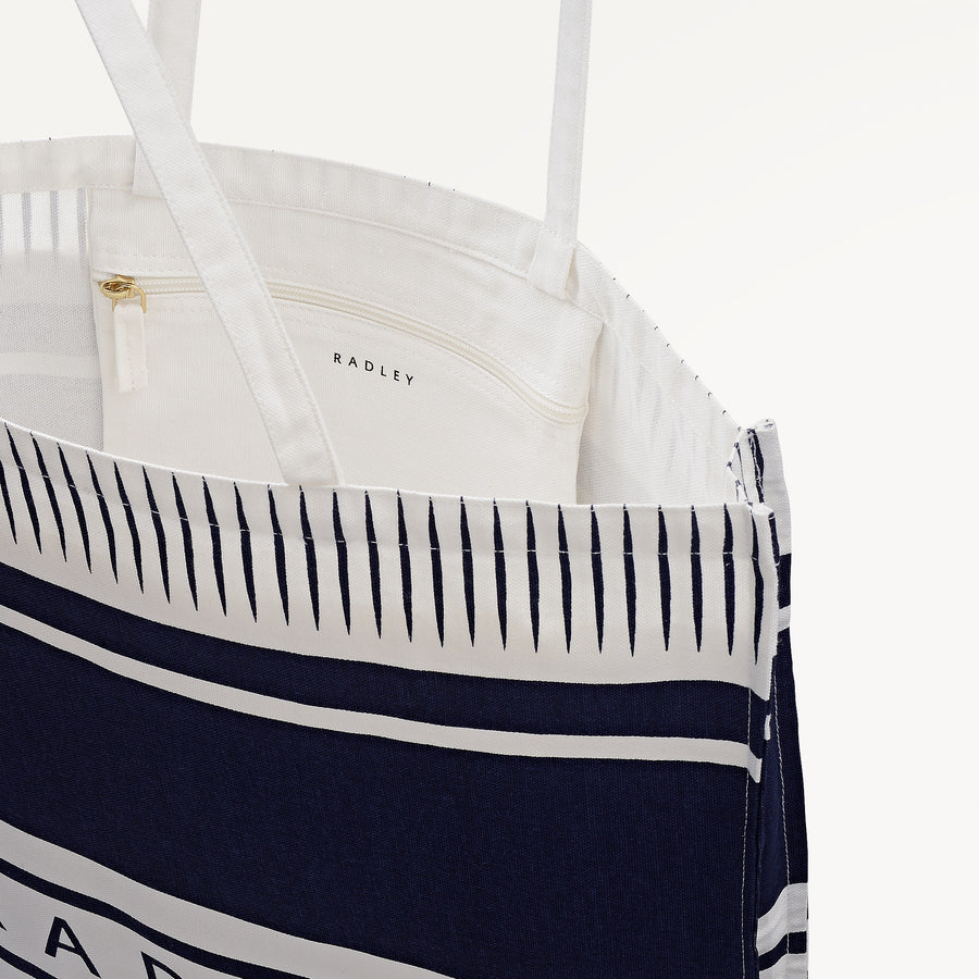 Radley Stripe Fabric Extra Large Open Top Tote in Ink - 112722