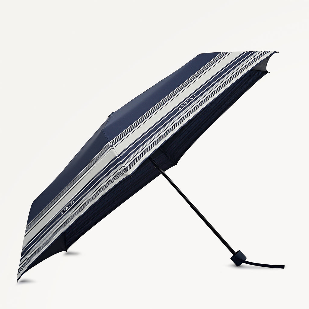 Radley Stripe Fabric Responsible Handbag Umbrella in Ink - 112725