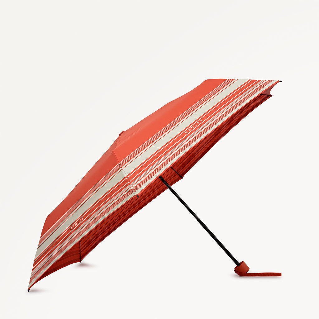 Radley Stripe Fabric Responsible Handbag Umbrella in Flame - 112727