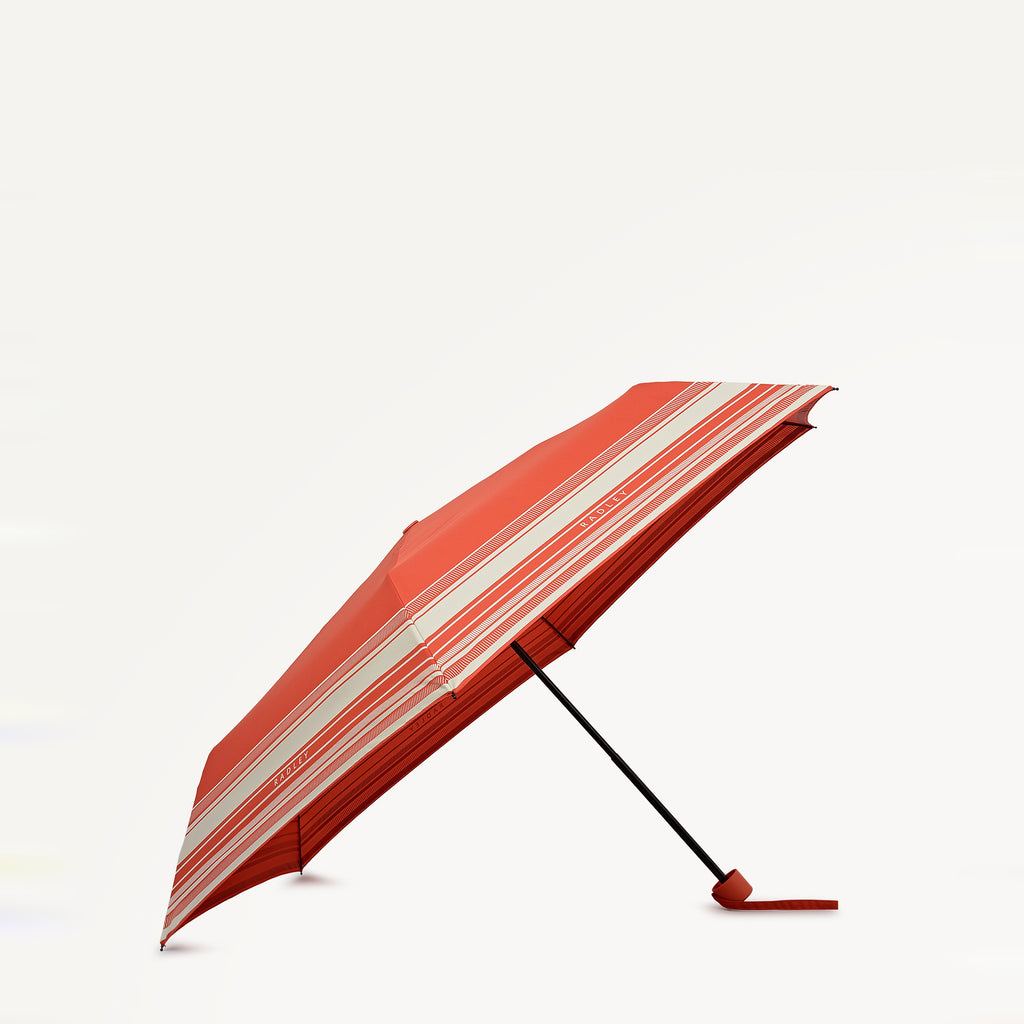 Radley Stripe Fabric Responsible Handbag Umbrella in Flame - 112727