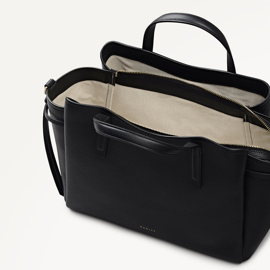 Blake Gardens Leather Large Ziptop Grab Bag in Black - 112732