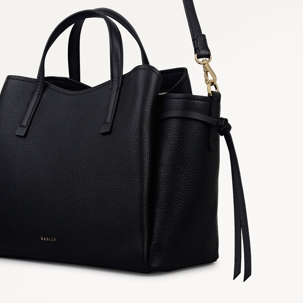 Blake Gardens Leather Large Ziptop Grab Bag in Black - 112732