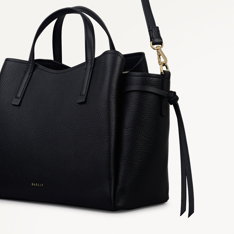 Blake Gardens Leather Large Ziptop Grab Bag in Black - 112732