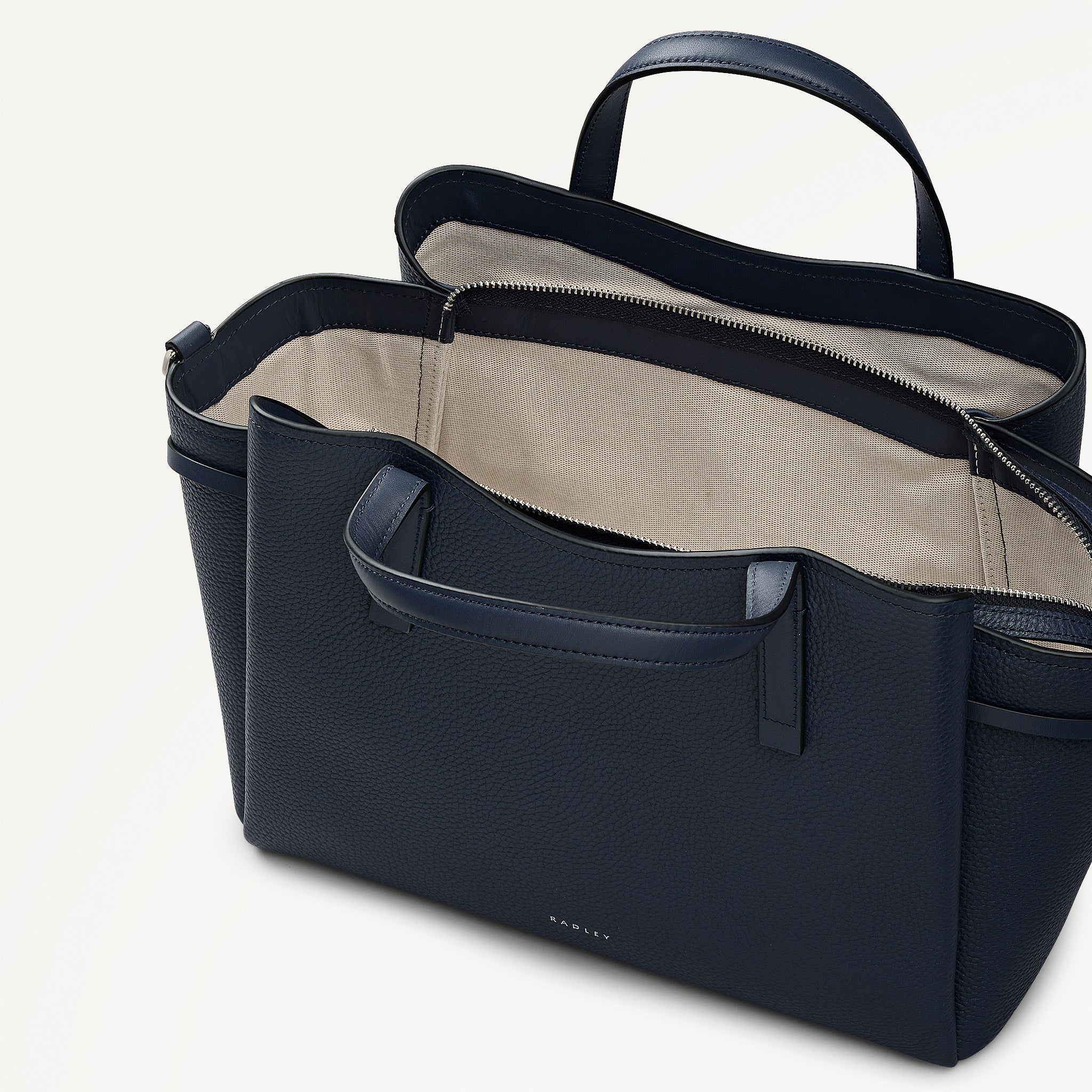 Blake Gardens Leather Large Ziptop Grab Bag in Ink - 112733