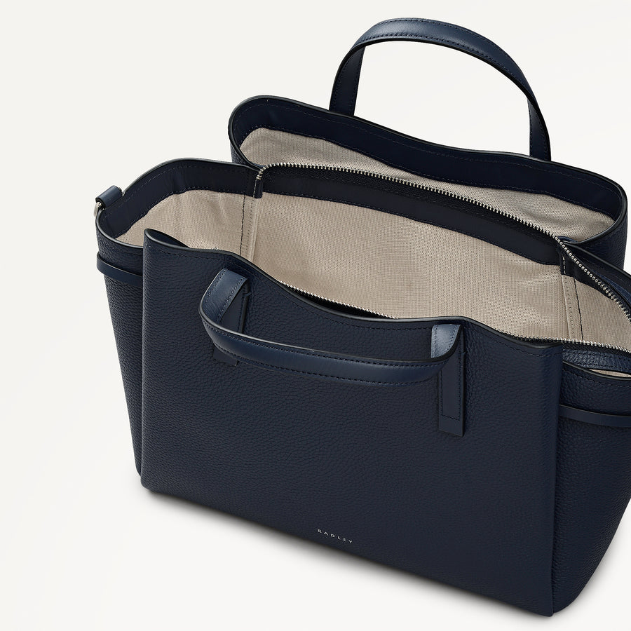 Blake Gardens Leather Large Ziptop Grab Bag in Ink - 112733