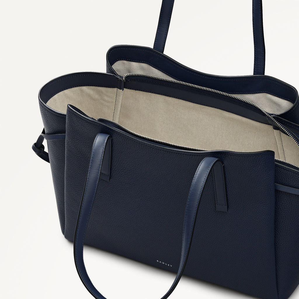 Blake Gardens Leather Large Ziptop Tote Bag in Ink - 112735