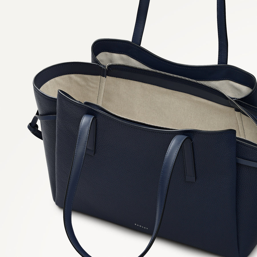 Blake Gardens Leather Large Ziptop Tote Bag in Ink - 112735