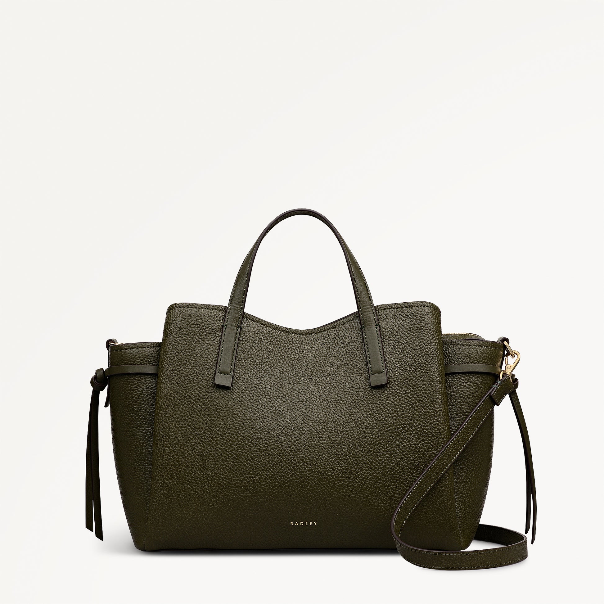 Blake Gardens Leather Large Ziptop Grab Bag in Pine Needle - 112736