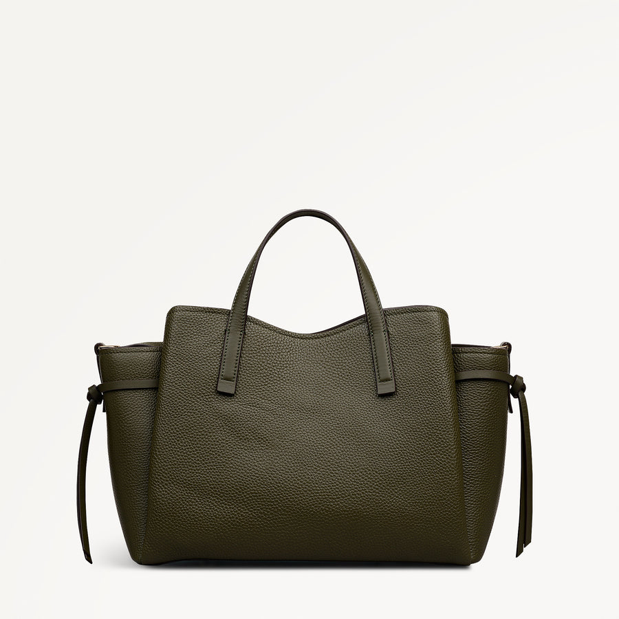 Blake Gardens Leather Large Ziptop Grab Bag in Pine Needle - 112736