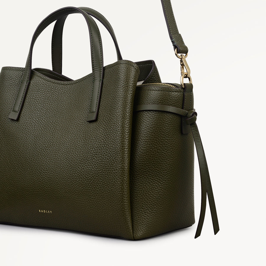 Blake Gardens Leather Large Ziptop Grab Bag in Pine Needle - 112736