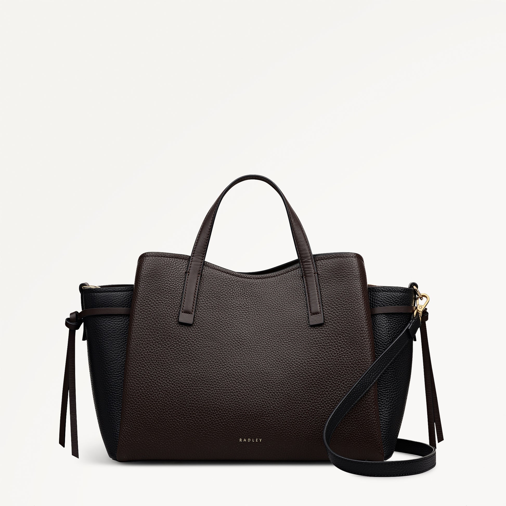 Blake Gardens Leather Large Ziptop Grab Bag in Dark Oak - 112737