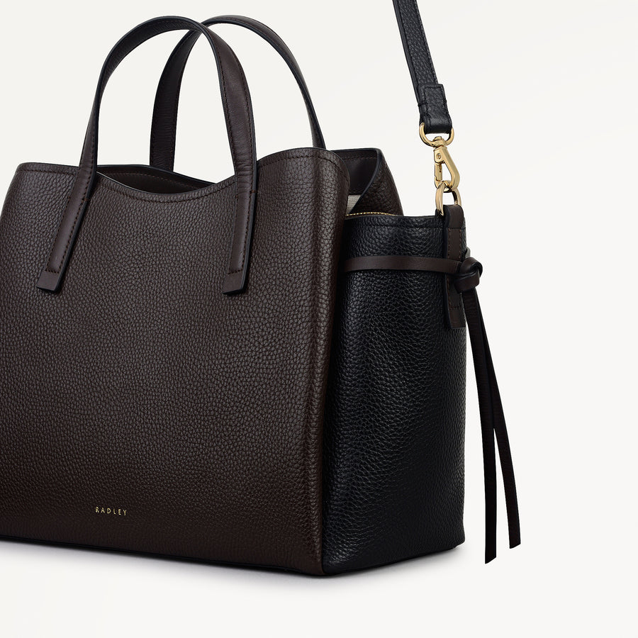 Blake Gardens Leather Large Ziptop Grab Bag in Dark Oak - 112737