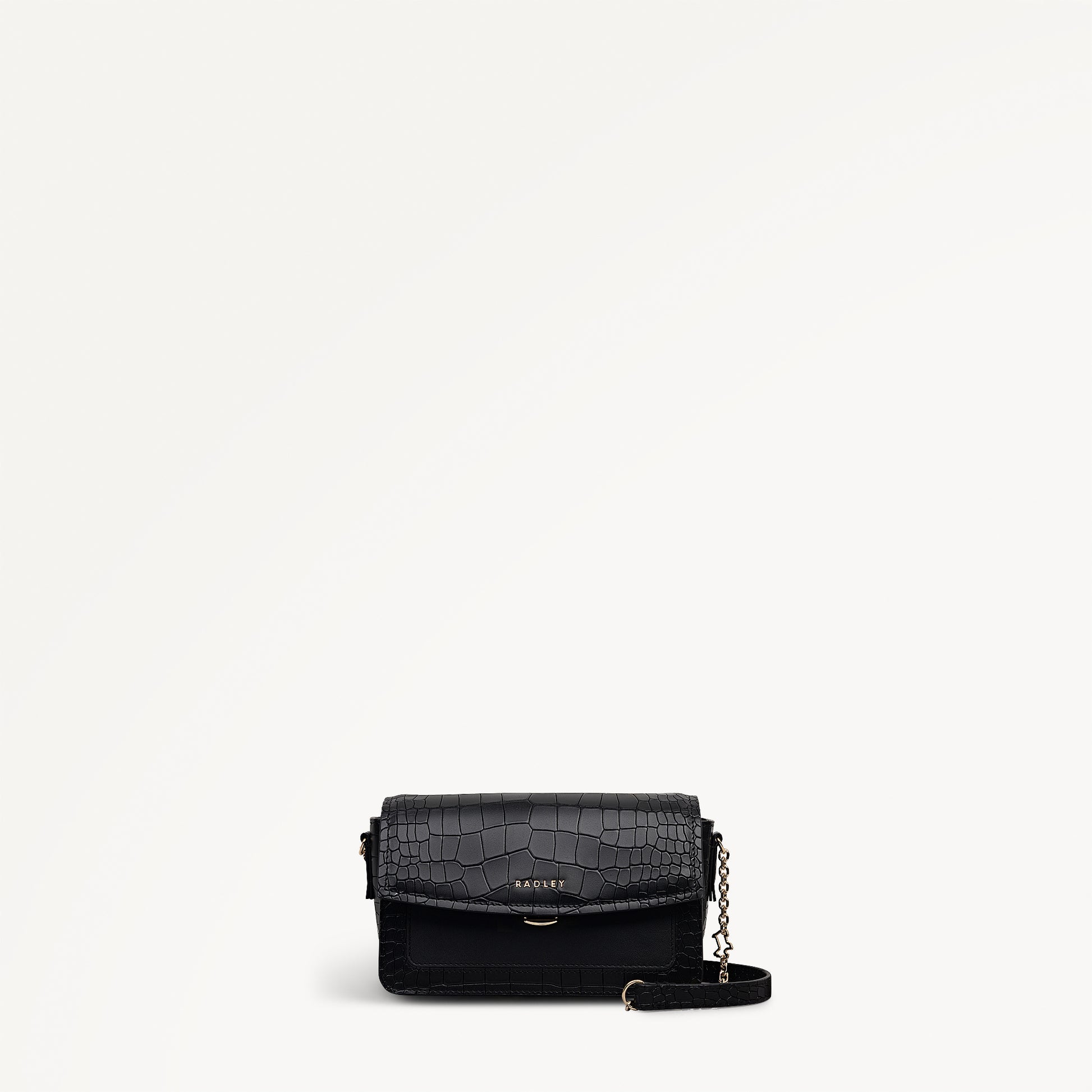 Albert Road Leather Mini Flapover Cross Body Bag in Black - 112738