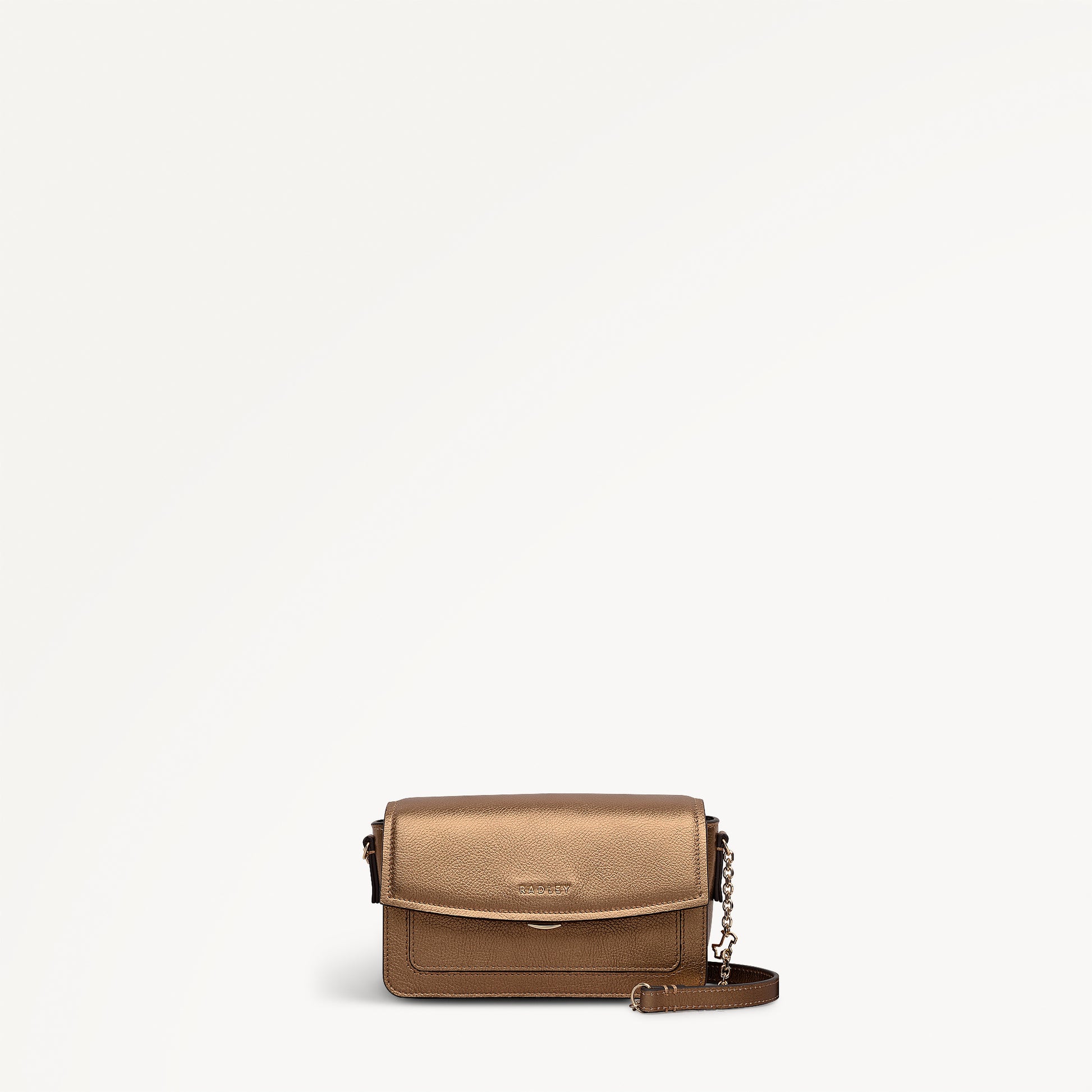 Albert Road Leather Mini Flapover Cross Body Bag in Olive Gold - 112740