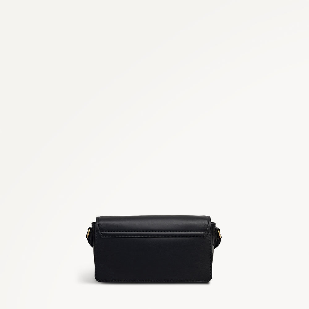 Albert Road Leather Small Flapover Cross Body Bag in Black - 112741
