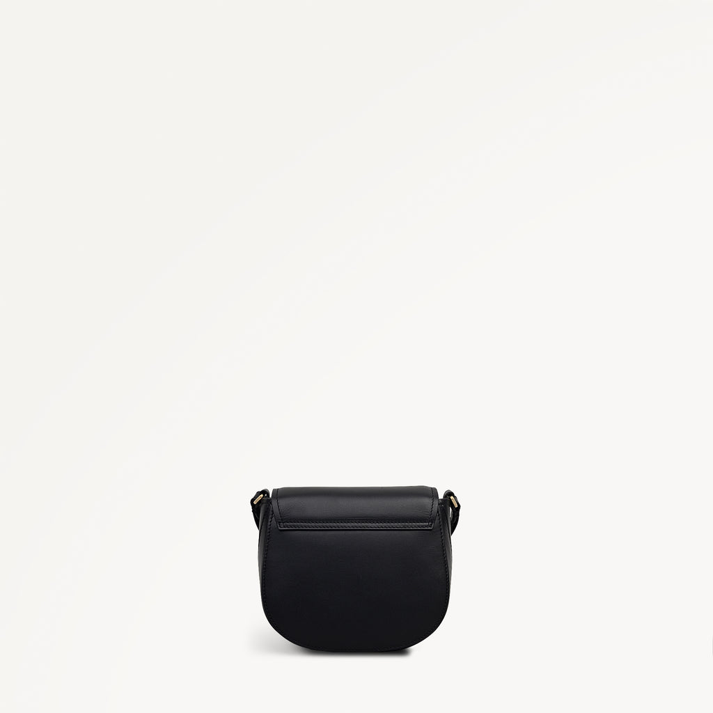 Liverpool Gardens Leather Mini Flapover Cross Body Bag in Black - 112743