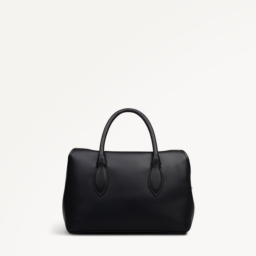 Liverpool Gardens Leather Small Ziptop Grab Bag in Black - 112746