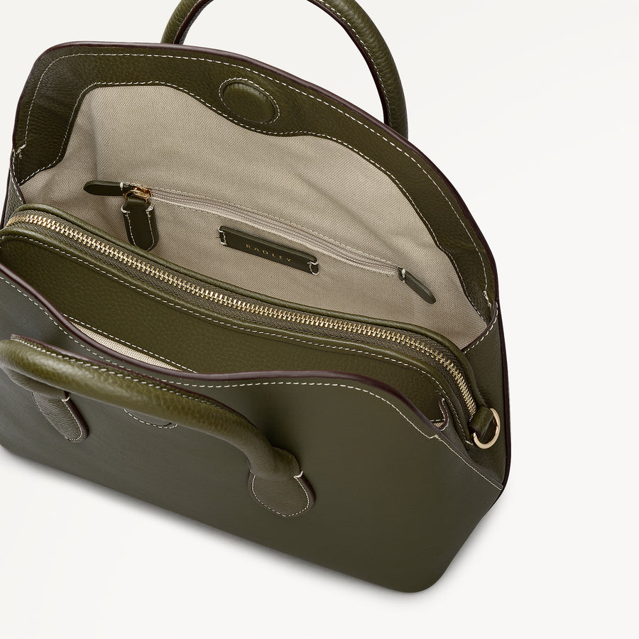 Liverpool Gardens Small Ziptop Grab Bag in Pine Needle - 112747