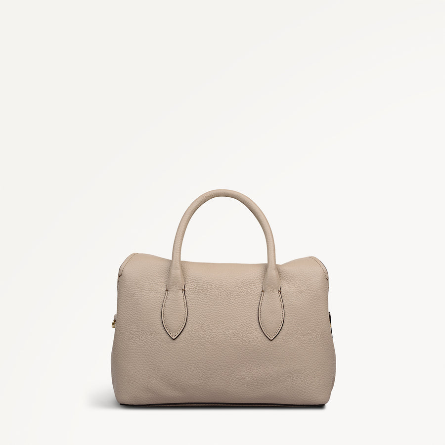 Liverpool Gardens Leather Small Ziptop Grab Bag in Porcini - 112752