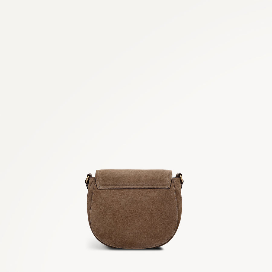 Liverpool Gardens Leather Medium Flapover Cross Body Bag in Coffee - 112754