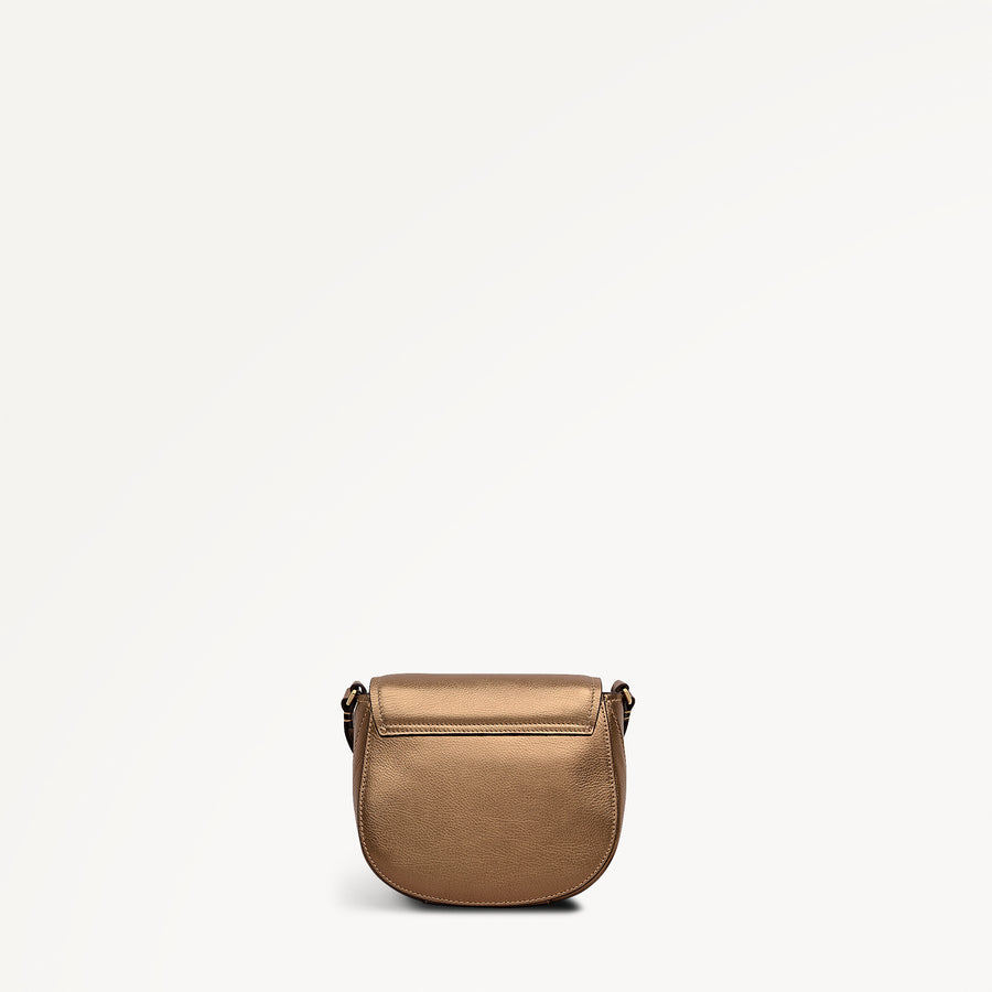 Liverpool Gardens Leather Mini Flapover Cross Body Bag in Olive Gold - 112755