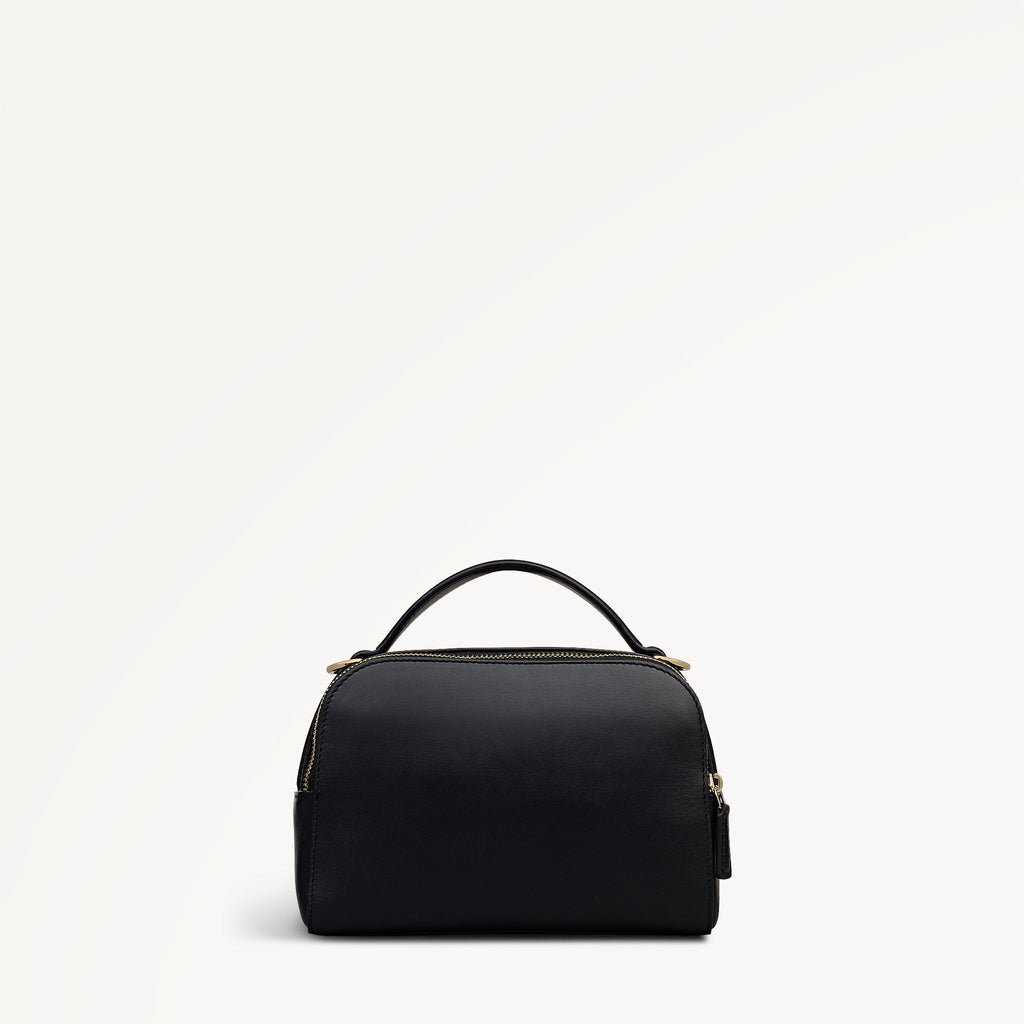 Fleeting Fox Leather Small Ziptop Cross Body Bag in Black - 112758