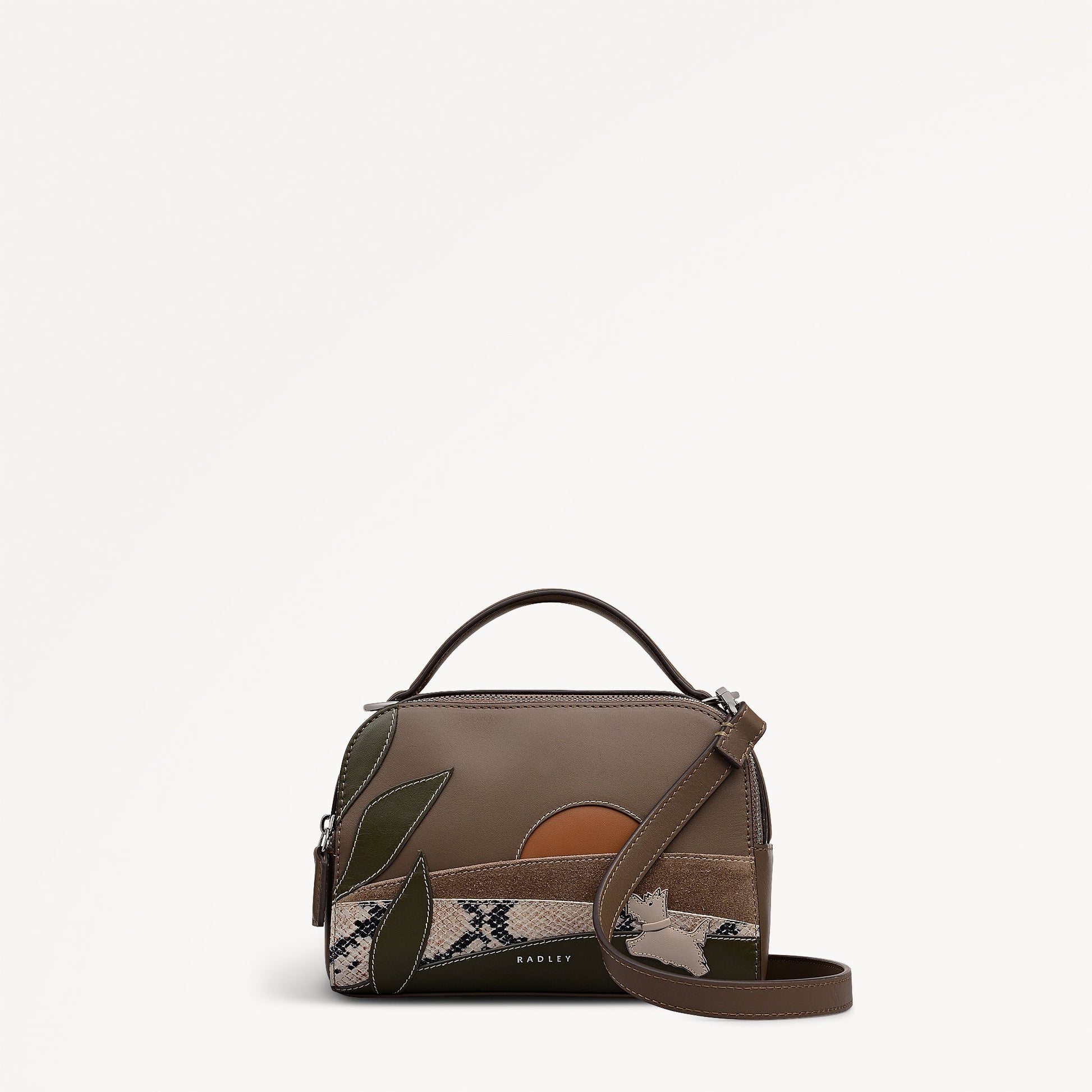Over The Hills Leather Small Ziptop Cross Body Bag in Coffee - 112759